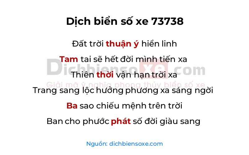 Dịch thơ biển số 73738
