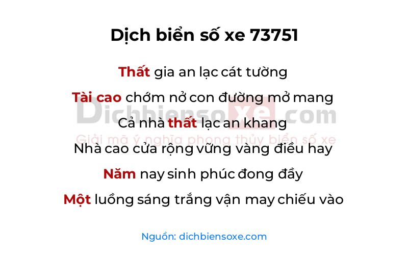 Dịch thơ biển số 73751