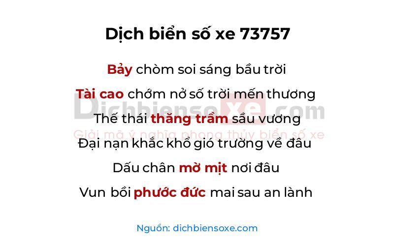 Dịch thơ biển số 73757