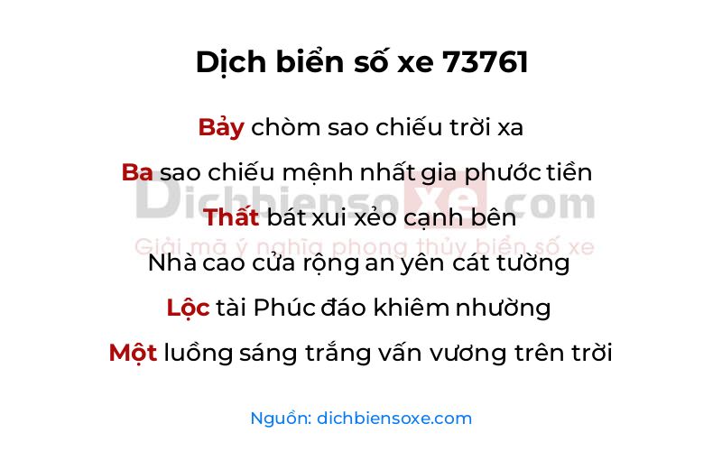 Dịch thơ biển số 73761