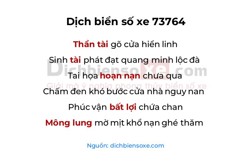 Dịch thơ biển số 73764