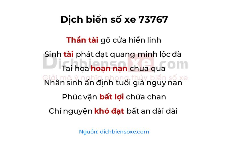 Dịch thơ biển số 73767