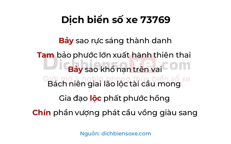 Dịch thơ biển số 73769