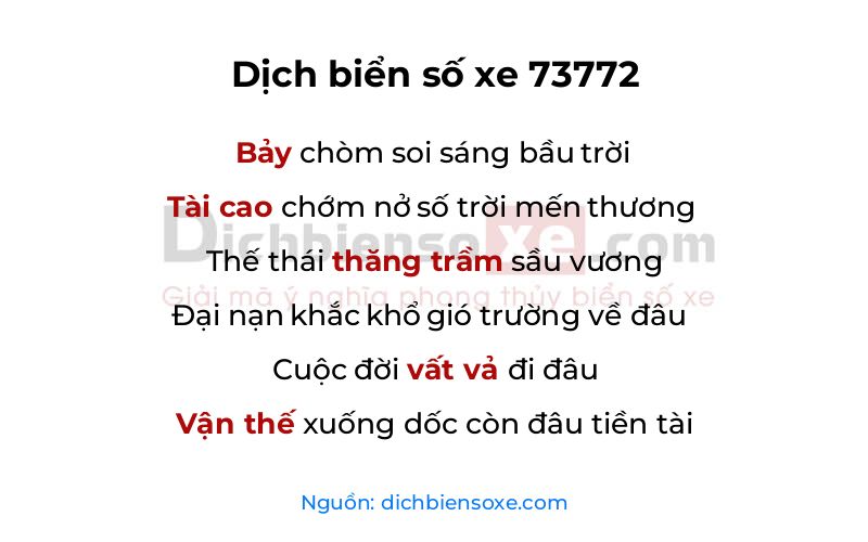 Dịch thơ biển số 73772