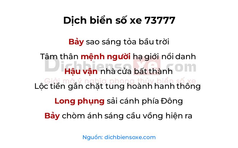 Dịch thơ biển số 73777
