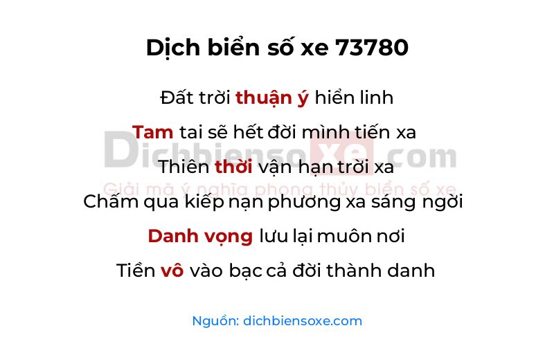 Dịch thơ biển số 73780