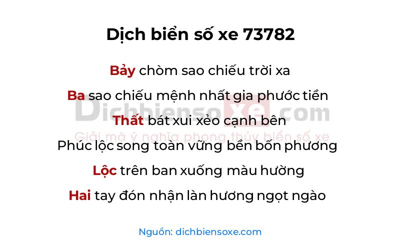 Dịch thơ biển số 73782
