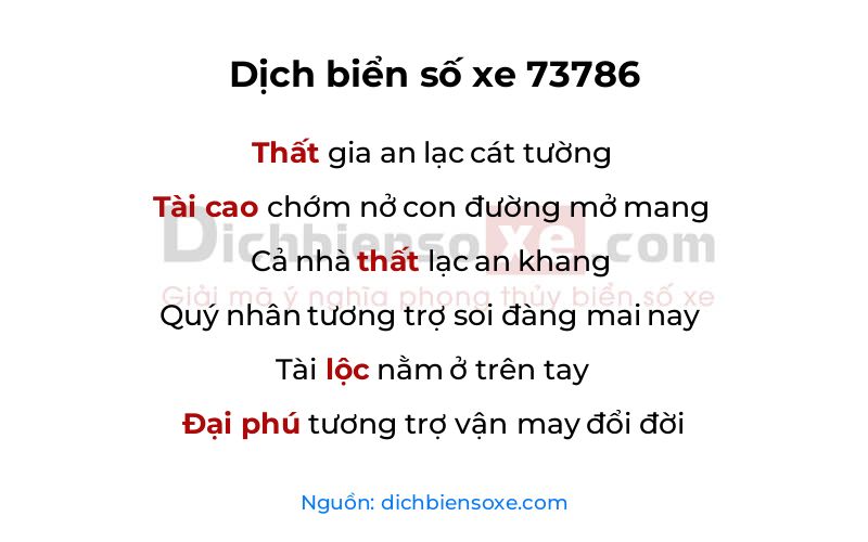 Dịch thơ biển số 73786