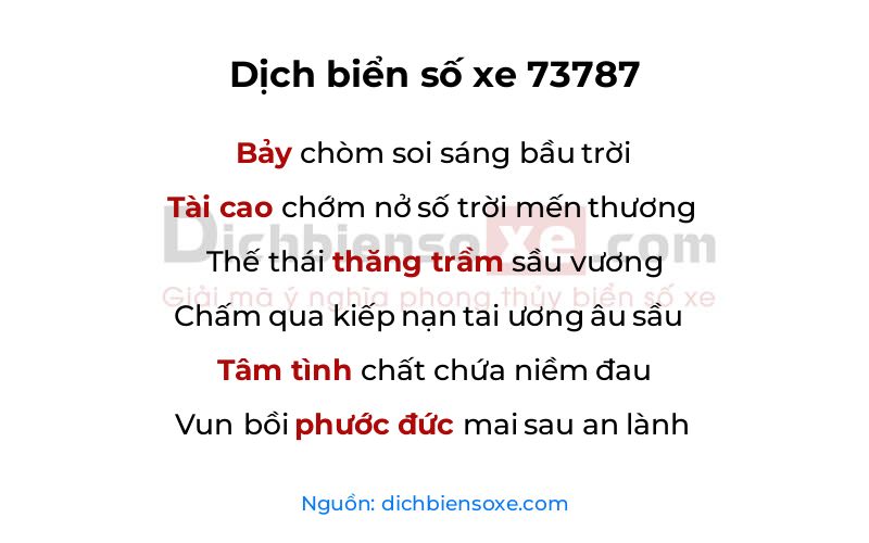 Dịch thơ biển số 73787