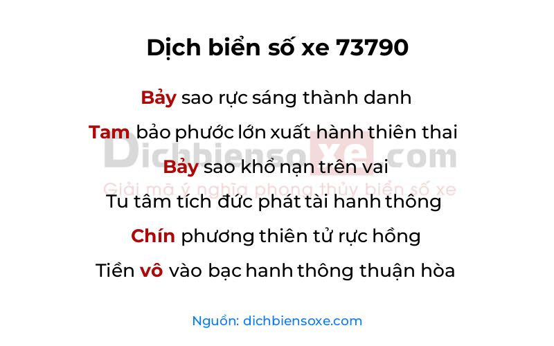 Dịch thơ biển số 73790