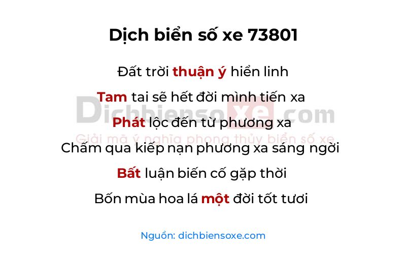 Dịch thơ biển số 73801