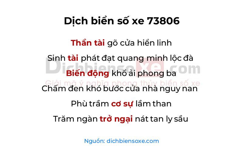Dịch thơ biển số 73806