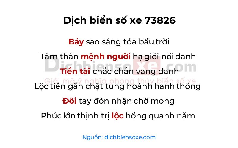 Dịch thơ biển số 73826