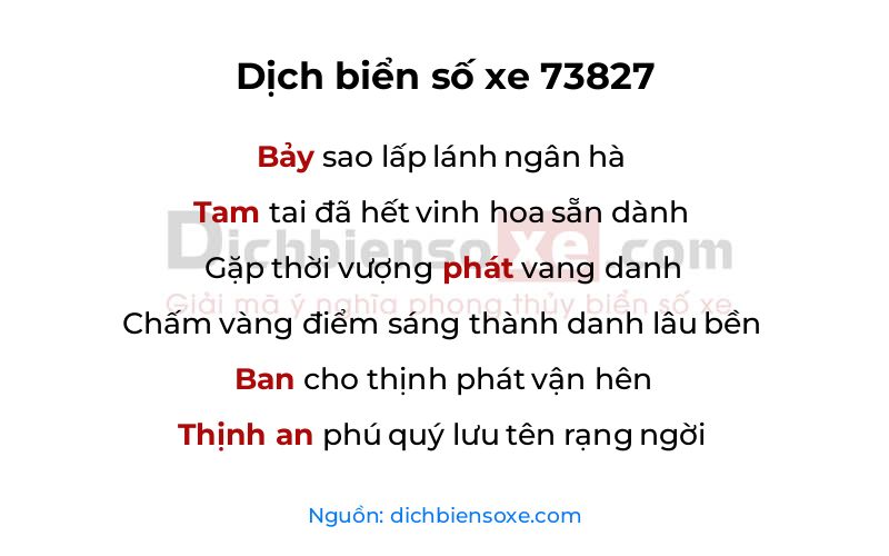 Dịch thơ biển số 73827