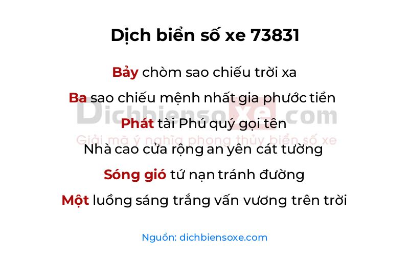 Dịch thơ biển số 73831
