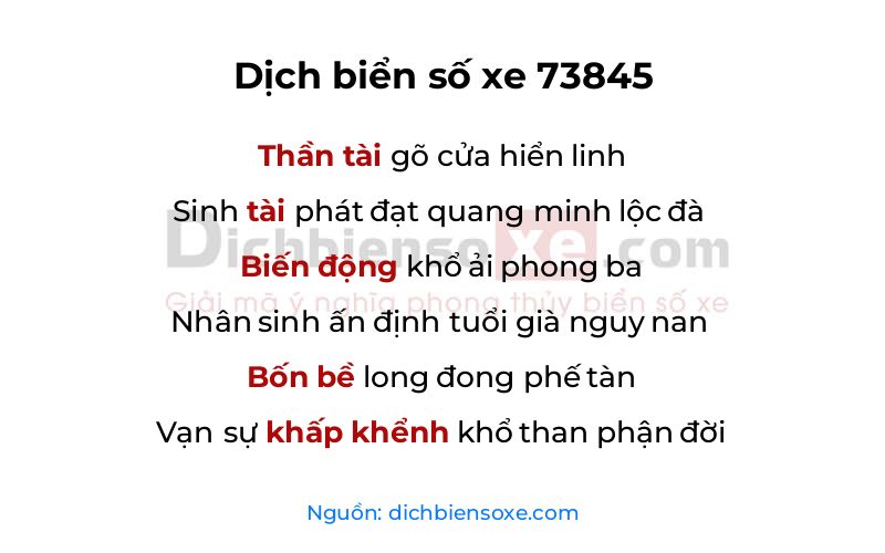 Dịch thơ biển số 73845