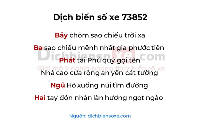 Dịch thơ biển số 73852