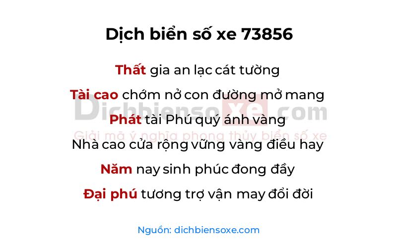 Dịch thơ biển số 73856