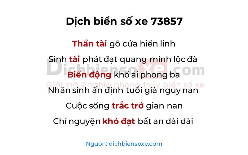Dịch thơ biển số 73857