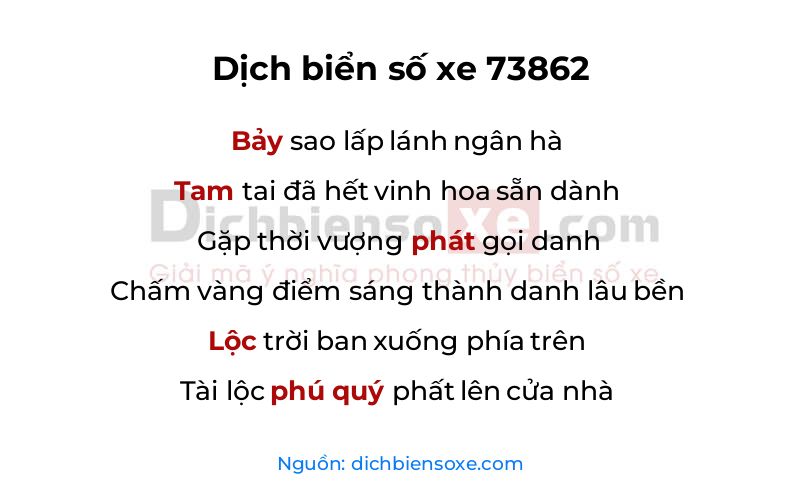 Dịch thơ biển số 73862