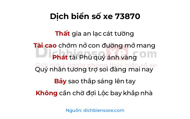 Dịch thơ biển số 73870
