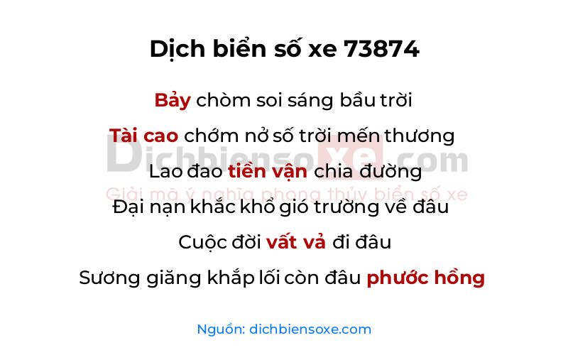 Dịch thơ biển số 73874