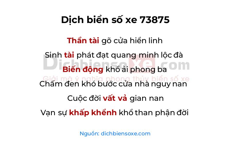 Dịch thơ biển số 73875
