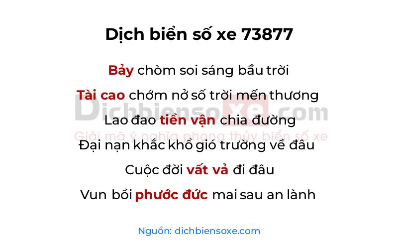 Dịch thơ biển số 73877