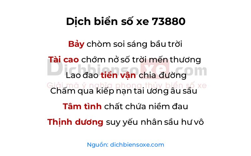 Dịch thơ biển số 73880