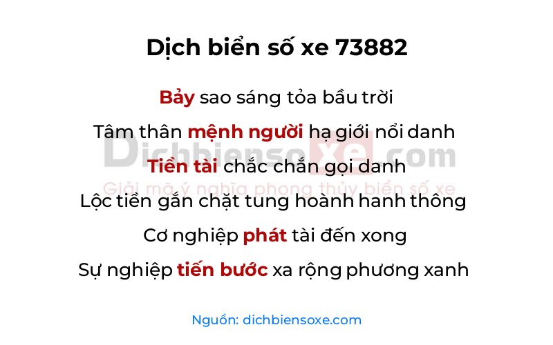 Dịch thơ biển số 73882