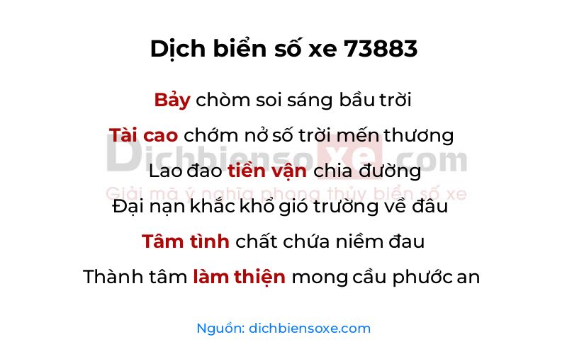 Dịch thơ biển số 73883