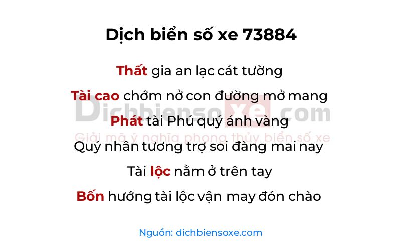 Dịch thơ biển số 73884
