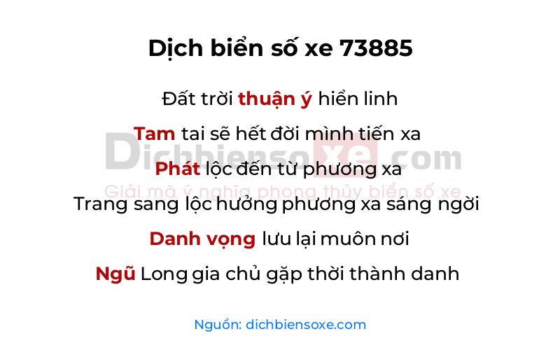 Dịch thơ biển số 73885