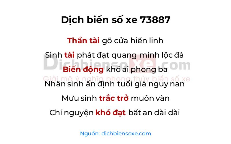 Dịch thơ biển số 73887