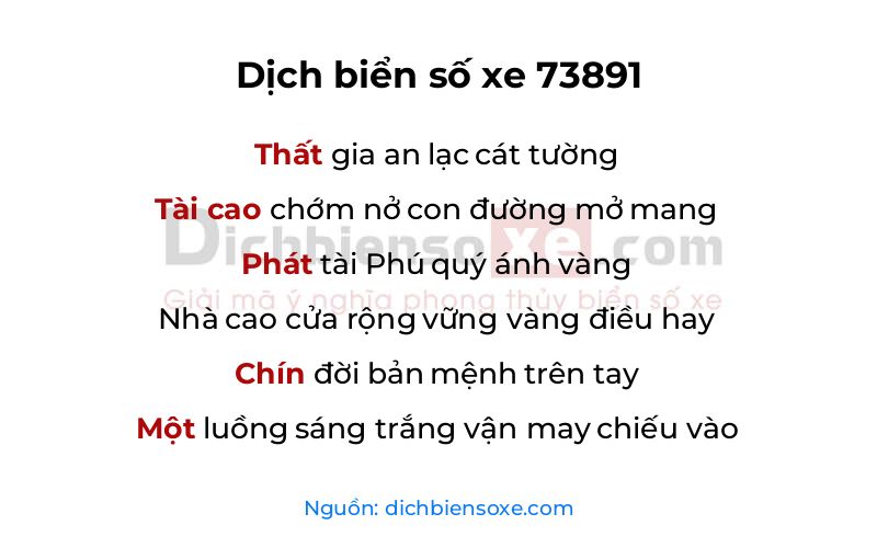 Dịch thơ biển số 73891