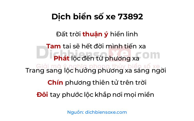 Dịch thơ biển số 73892