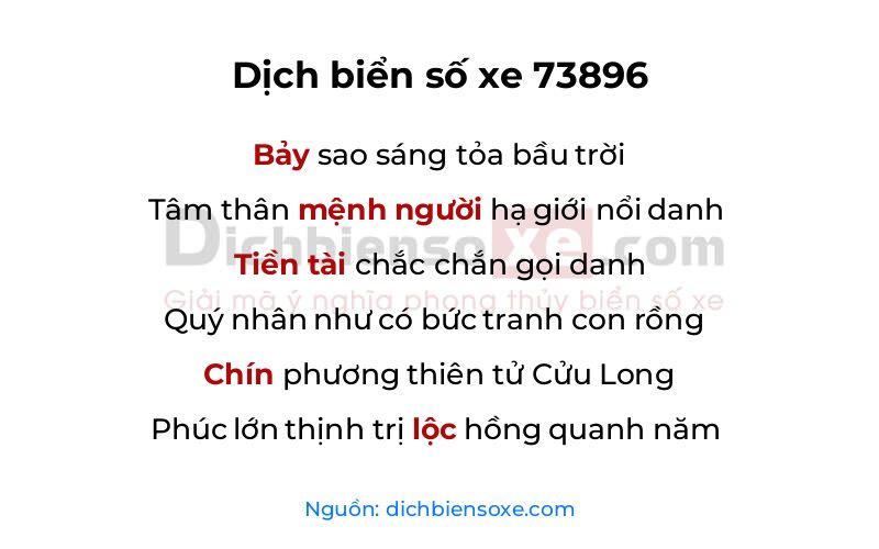 Dịch thơ biển số 73896