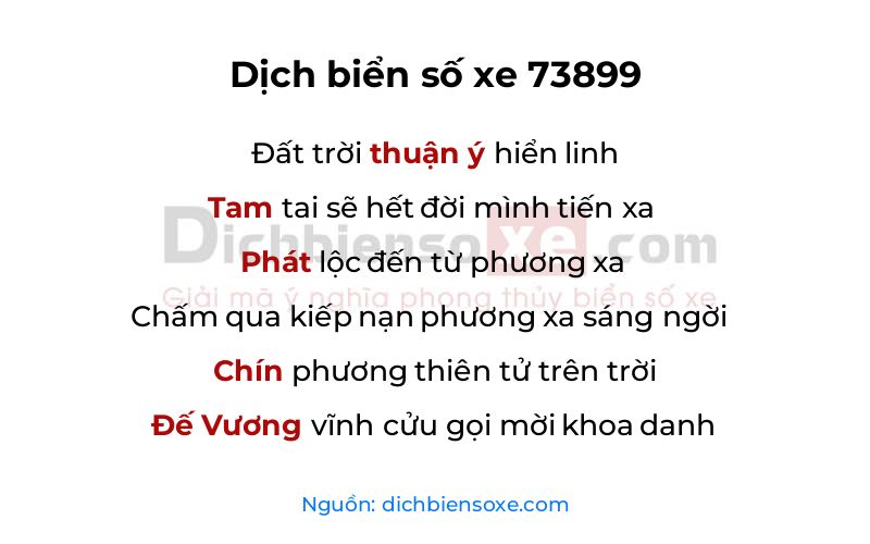 Dịch thơ biển số 73899