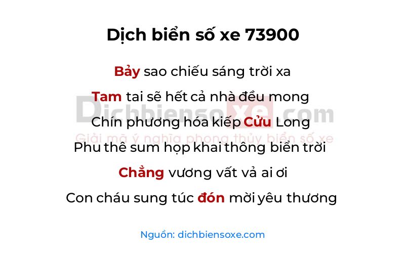 Dịch thơ biển số 73900