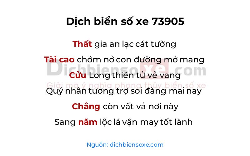 Dịch thơ biển số 73905