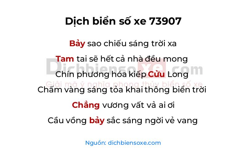 Dịch thơ biển số 73907