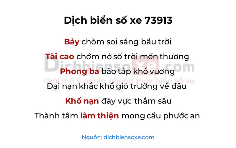 Dịch thơ biển số 73913