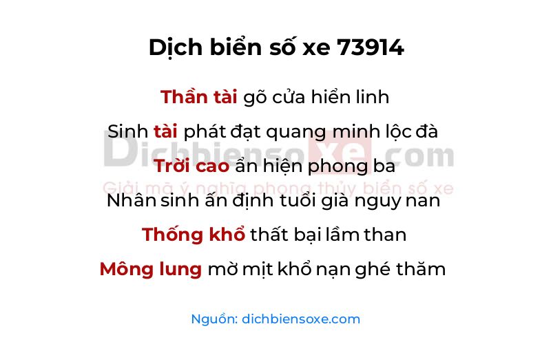 Dịch thơ biển số 73914