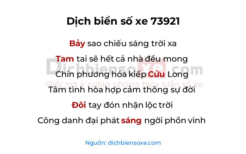 Dịch thơ biển số 73921