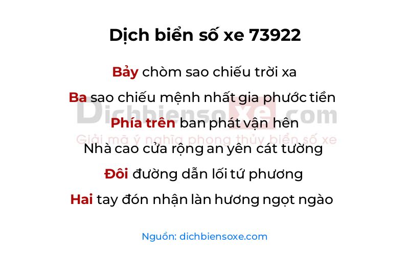 Dịch thơ biển số 73922