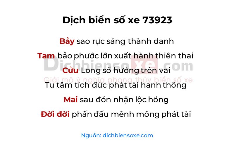 Dịch thơ biển số 73923