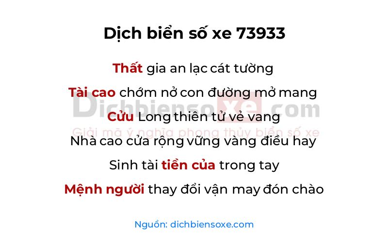 Dịch thơ biển số 73933
