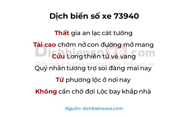 Dịch thơ biển số 73940