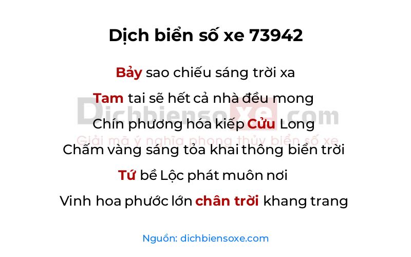 Dịch thơ biển số 73942