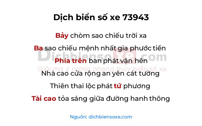 Dịch thơ biển số 73943